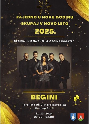 ZAJEDNO U NOVU GODINU/SKUPAJ V NOVO LETO 2025. - igralište OŠ Hum na Sutli 31.12.2024., 22,00 sata 